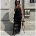 Zara Dresses | Nwt Zara Limited Edition Ruffled Knit Maxi Dress | Color: Black | Size: L