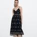 Zara Dresses | New Zara Black Midi Dress | Color: Black/White | Size: S