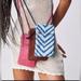 Free People Bags | Free People Let's Dance Phone Crossbody Bag Leather Mini Pouch Phone Mini Blue | Color: Blue/White | Size: Os