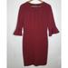 J. Crew Dresses | J Crew Womens Burgundy Sheath Dress Size 8 Tall 3/4 Bell Sleeve Pleated Career | Color: Red | Size: 8