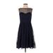 Eliza J Cocktail Dress - Party Crew Neck Sleeveless: Blue Print Dresses - Women's Size Small