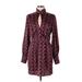 Ronny Kobo Casual Dress - Mini Plunge Long sleeves: Burgundy Dresses - Women's Size 6