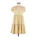 Jessica Simpson Casual Dress - Mini V-Neck Short sleeves: Yellow Floral Dresses - New - Women's Size Medium
