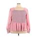 Nine West Long Sleeve Blouse: Pink Print Tops - Women's Size 5X Plus