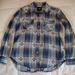 American Eagle Outfitters Tops | American Eagle Outfitters Boyfriend Fit Plaid Button Down Snap Shirt | Color: Blue/White | Size: Xs