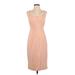 Black Halo Casual Dress - Sheath Scoop Neck Sleeveless: Tan Solid Dresses - Women's Size 4