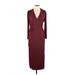 Charles Henry Casual Dress - Wrap: Burgundy Dresses - Women's Size Large