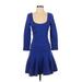 Juicy Couture Casual Dress - A-Line Scoop Neck 3/4 sleeves: Blue Print Dresses - Women's Size 6
