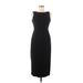 Dawn Joy Fashions Casual Dress - Midi Crew Neck Sleeveless: Black Solid Dresses - Women's Size 6