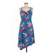 BCBGMAXAZRIA Casual Dress - Midi: Blue Graphic Dresses - Women's Size Medium