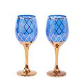CretFine Colored Wine Glasses, Stemmed Blue Wine Glasses with Gold Rimmed, Fancy Wine Glasses Set of 2, Birthday Blue Purple Goblets, Wedding, Housewarming Gifts (12oz), CF-SET006-P2