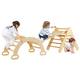 COSTWAY 3 in 1 Toddler Climbing Frame, Kids Wooden Arch Swing with Reversible Ramp for Crawling, Sliding, Indoor Montessori Play Gym (Natural)