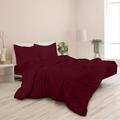 Royale Burgundy Duvet Cover Queen Size - Washed Duvet Cover Set, 3 Piece Double Brushed Duvet Covers with Button Closure & Corner Ties - 1 Duvet Cover 90x90 inches and 2 Pillow Shams - Comforter Cover