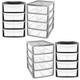 Black Or Silver A4 Table Top Desk Top Bedside Compact Lightweight Plastic Storage Unit With 4 Drawers (2, Silver)