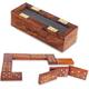 The Maryam Crafts Personalized Handmade Wooden Dominoes Set | Double Six Professional Size with Decorative Wooden Storage Box (Rosewood, Personalized)