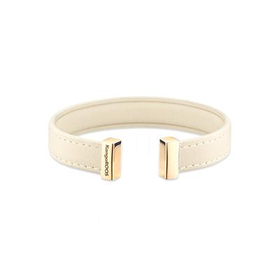 Armspange KANGAROOS "Schmuck Geschenk, LederArmkette verschiedene Farben", gelb (gelbgoldfarben, creme), Armbänder, Damen, Edelstahl-Leder, Edelstahl, Leder, Armspange Image
