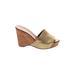 Diane von Furstenberg Mule/Clog: Slip On Wedge Boho Chic Gold Print Shoes - Women's Size 8 - Open Toe