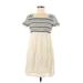 HD in Paris Casual Dress - Mini Square Short sleeves: Ivory Dresses - Women's Size Medium