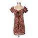 O. Vianca Casual Dress - Shift V Neck Short sleeves: Brown Dresses - Women's Size Small