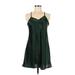 Jones New York Casual Dress - A-Line V-Neck Sleeveless: Green Solid Dresses - Women's Size Medium