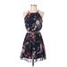 Iz Byer Casual Dress: Blue Floral Dresses - Women's Size Small