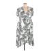 City Chic Casual Dress - Wrap V-Neck Short sleeves: White Print Dresses - Women's Size 22 Plus