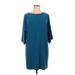 MSK Casual Dress - Shift Crew Neck 3/4 sleeves: Teal Print Dresses - Women's Size X-Large