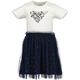 BLUE SEVEN - Kurzarm-Kleid Hearts Mit Tüllrock In Offwhite, Gr.104