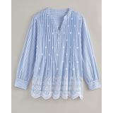 Blair Women's Haband Women's Cotton Embroidered Eyelet Tunic with Pintucks - Blue - M - Misses