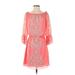 White House Black Market Casual Dress - Mini Boatneck 3/4 sleeves: Pink Dresses - Women's Size Small