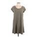 Cable & Gauge Casual Dress - A-Line Scoop Neck Short sleeves: Gray Print Dresses - Women's Size Large