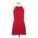 City Triangles Cocktail Dress - A-Line Crew Neck Sleeveless: Red Print Dresses - Women's Size 7