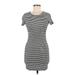 Brandy Melville Casual Dress - Bodycon Crew Neck Short sleeves: Gray Print Dresses