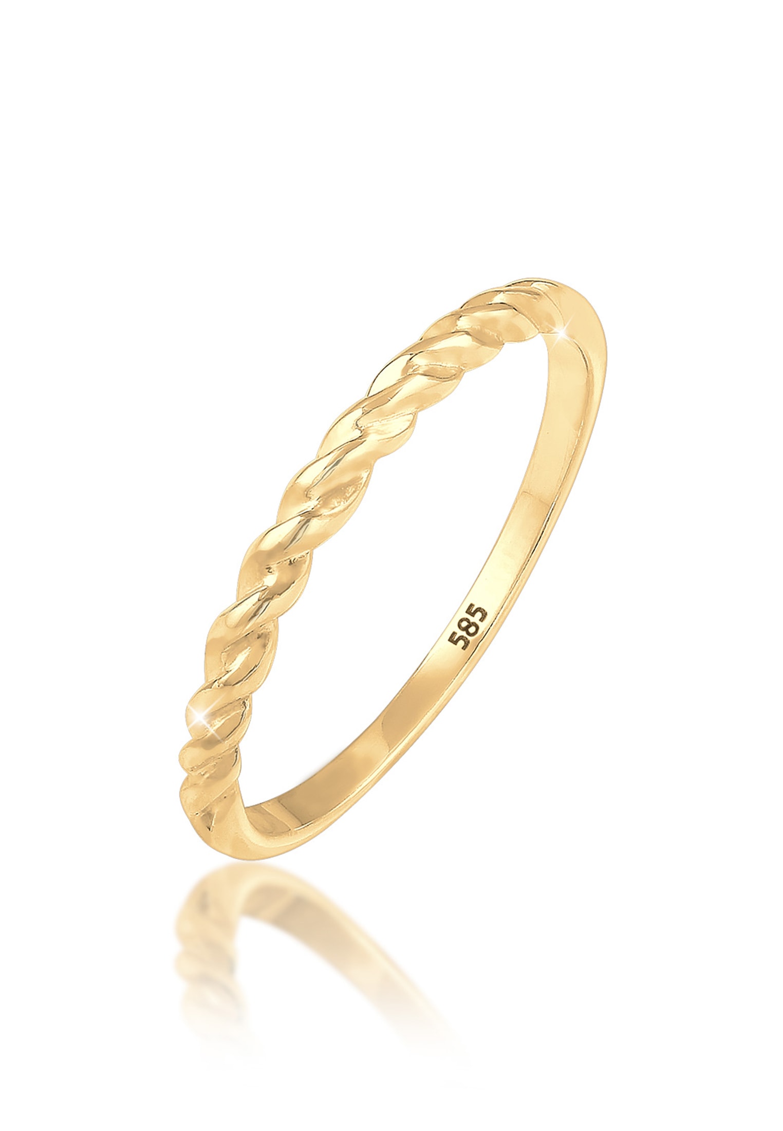 Fingerring ELLI PREMIUM "Bandring gedreht 585 Gelbgold" Gr. 56, gold, Fingerringe, 56mm, ohne Stein, Gelbgold 585, 1,5mm Image