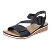 Riemchensandale RIEKER, Damen, Gr. 36, schwarz, Lederimitat, elegant, Schuhe, Sommerschuh, Sandalette, Keilabsatz, mit asymmetrischem Riemchen
