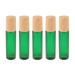 5pcs 10ml Wooden Lid Bottle Mini Glass Bottles Empty Smalll Bottles Portable Perfume Storage Container for Home Travel (Green)