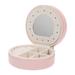 Mini Jewelry Boxes Earring Organizer Stand Round LED Mirror Makeup Travel Portable Necklace Holders Display Jewellery Storage Rack Miss