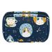 OWNTA Cute Cup Cats Kitty Stars Pattern Cosmetic Storage Bag with Zipper - Lightweight Large Capacity Makeup Bag for Women - Includes Small Personalized Transparent Bag