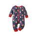 Canrulo Infant Baby Girl Boy Christmas Romper Santa Print Long Sleeves Jumpsuit Bodysuit Fall Clothes Navy Blue 6-12 Months