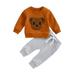 TheFound 2Pcs Toddler Baby Boys Girls Clothes Cartoon Bear Long Sleeve Sweatshirt Tops Long Pants Outfits Tracksuit