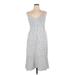 Banana Republic Casual Dress - Midi: Silver Chevron/Herringbone Dresses - Women's Size 14 Tall