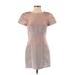 Express Cocktail Dress - Mini High Neck Short sleeves: Silver Dresses - Women's Size 4