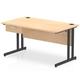 Impulse 1400 x 800mm Straight Office Desk Maple Top Black Cantilever Leg Workstation 1 x 1 Drawer Fixed Pedestal