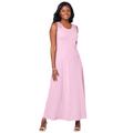 Plus Size Women's Stretch Cotton Crochet-Back Maxi Dress by Jessica London in Pink (Size 28) Maxi Length