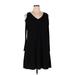 Nina Leonard Cocktail Dress - Shift V Neck Long sleeves: Black Print Dresses - Women's Size 1X