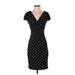 Lauren by Ralph Lauren Casual Dress - Sheath V-Neck Short sleeves: Black Print Dresses - Women's Size 2 Petite