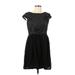 Xhilaration Casual Dress - Mini Crew Neck Short sleeves: Black Solid Dresses - Women's Size Large