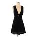 Free People Cocktail Dress - A-Line Plunge Sleeveless: Black Solid Dresses - Women's Size X-Small