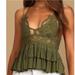 Free People Tops | Intimately Free People Tiered Lace Adella Cami In Green Olive Sparrow Size M | Color: Green | Size: M