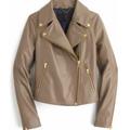 J. Crew Jackets & Coats | J. Crew Collection Leather Motorcycle Jacket With Gold Trim, Sz 4 | Color: Gray/Tan | Size: 4